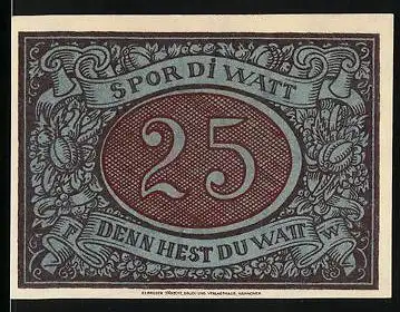 Notgeld Schneverdingen 1921, 25 Pfennig, Schuhmacher bei der Arbeit