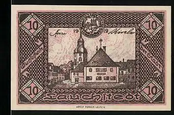 Notgeld Bad Lauchstedt 1919, 10 Pfennig, Rathaus, Schlosshof