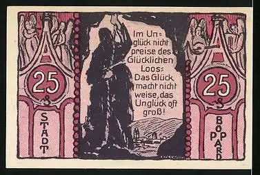 Notgeld Boppard 1921, 25 Pfennig, Bruder Michel, Mönch beim Glocken läuten