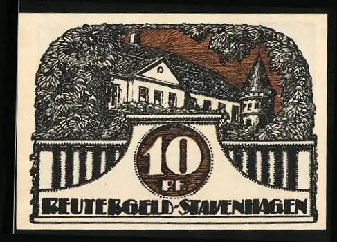 Notgeld Stavenhagen 1921, 10 Pfennig, Schloss