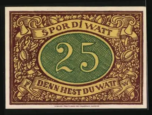 Notgeld Schneverdingen 1921, 25 Pfennig, Schuster, Spor di watt denn hest du watt