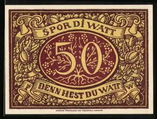 Notgeld Schneverdingen 1921, 50 Pfennig, Spor di watt - denn hest du watt, Schuster