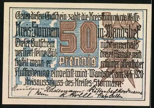 Notgeld Wandsbek 1920, 50 Pfennig, Bauern bei der Feldarbeit