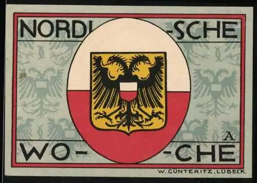 Notgeld Lübeck 1921, 50 Pfennig, Stadtwappen, Nordische Woche und Musterschau, Münsterkirche