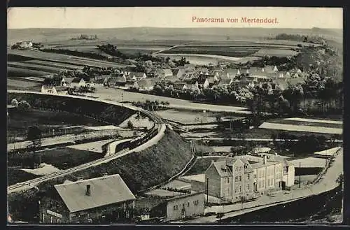 AK Mertendorf / Naumburg, Panorama, Luftbild, Gasthof zum Bahnhof