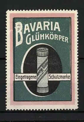 Reklamemarke Bavaria-Glühkörper, eingetragen Schutzmarke, Schachtel