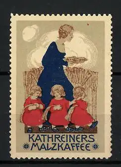 Reklamemarke Kathreiners Malzkaffee, Mutter mit Kindern