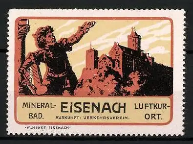 Reklamemarke Eisenach, Mineralbad und Luftkurort, Wartburg