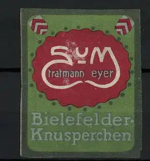 Reklamemarke Bielefelder-Knusperchen, Stratmann & Meyer, Firmenlogo