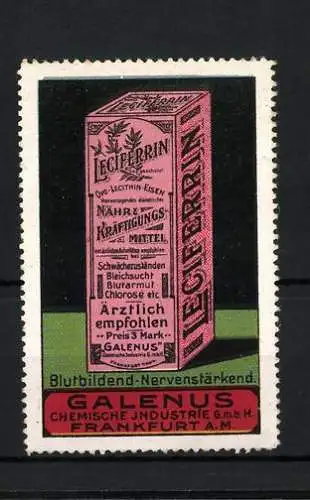 Reklamemarke Leciferrin Ovo-Lecithin-Eisen Nähr- und Kräftigungsmittel, Chem. Industrie GmbH Galenus, Frankfurt Main