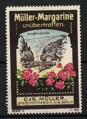 Reklamemarke Müller-Margarine ist unübertroffen, Speisefettfabrik C. & G. Müller, Berlin, Ansicht der Jungfernbrücke