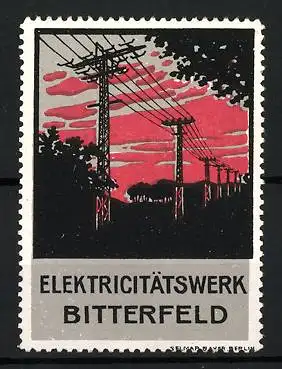 Reklamemarke Bitterfeld, Elektrizitätswerk, Strommasten