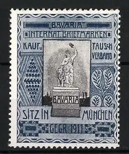 Reklamemarke Bavaria, Intern. Briefmarken Kauf- und Tauschverband, München, Gegr. 1911, Bavaria