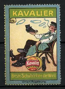 Reklamemarke Kavalier - beste Schuhcreme der Welt, Union Augsburg, Dose, Schuster macht Pause