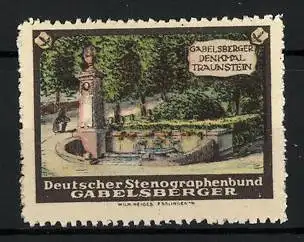 Reklamemarke Traunstein, Gabelsberger-Denkmal, Deutscher Stenographenbund Gabelsberger