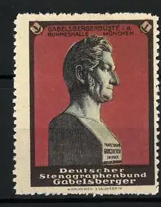 Reklamemarke München, Gabelsbergerbüste in der Ruhmeshalle, Deutscher Stenographenbund Gabelsberger