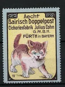 Reklamemarke Aecht Bairisch Doppelpost, Cichorinfabrik Julius Cohn GmbH, Fürth i. B., Katzenbaby, Bild 11