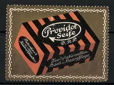 Reklamemarke Providol-Seife - zur rationellen Haus- und Haarpflege, Seifenstück in Schachtel
