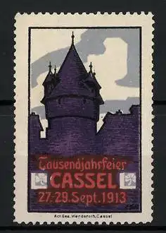 Reklamemarke Cassel, Tausendjahrfeier 1913, Schlossturm