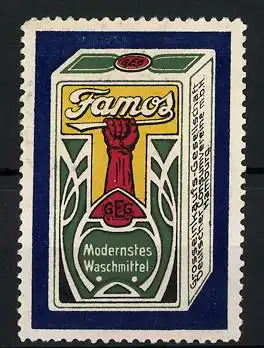 Reklamemarke Famos ist modernstes Waschmittel, Grosseinkaufsgesellschaft Deutscher Konsumvereine mbH, Hamburg