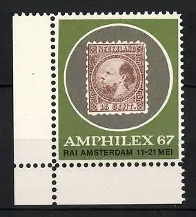 Reklamemarke Amsterdam, Amphilex 1967, Briefmarke Niederlande 15 Cent