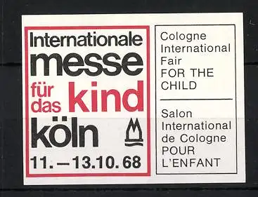 Reklamemarke Köln, Internationale Messe für das Kind 1968