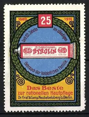 Reklamemarke Byrolin - das Beste zur rationellen Hautpflege, Dr. Graf & Comp., Neubabelsberg, Tube