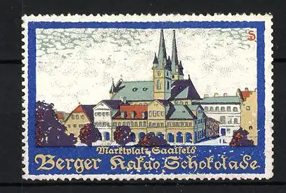 Künstler-Reklamemarke Sigmund von Suchodolski, Saalfeld, Marktplatz, Berger Kakao & Schokolade