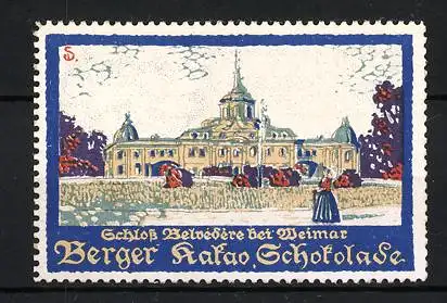 Künstler-Reklamemarke Sigmund von Suchodolski, Weimar, Schloss Belvedere, Berge Kakao und Schokolade
