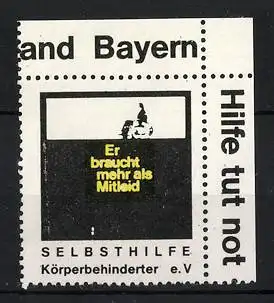 Reklamemarke Selbsthilfe Körperbehinderter e.V., Person im Rollstuhl