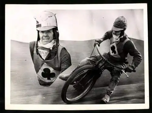 Fotografie Motorrad Speedway Rennmotorrad und Rennfahrer Portrait Jack Parker