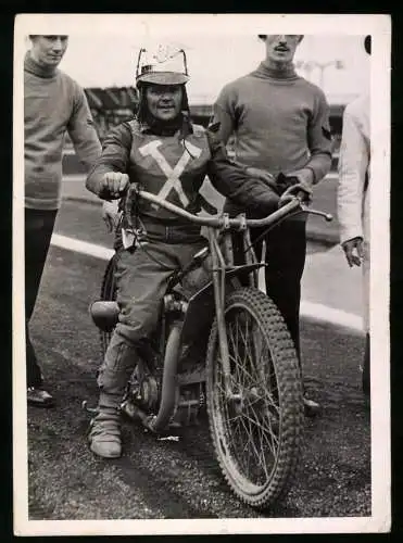 Fotografie Motorrad Speedway Rennmotorrad mit Rennfahrer Jack Parker