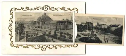 AK Dortmund, Hauptbahnhof, Stadttheater, Hafen, Synagoge und Hansastrasse, Unionwerk mit Hochöfen