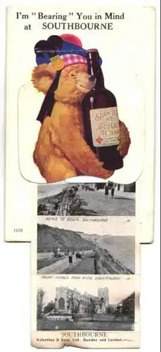 Künstler-Leporello-AK Lawson Wood: Southborne, Cliff Gardens, Promenade, Slopes & Bay, Fisherman`s Walk