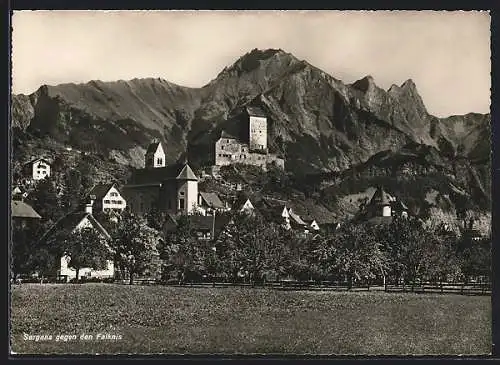 AK Sargans, Ortsansicht gegen den Falknis