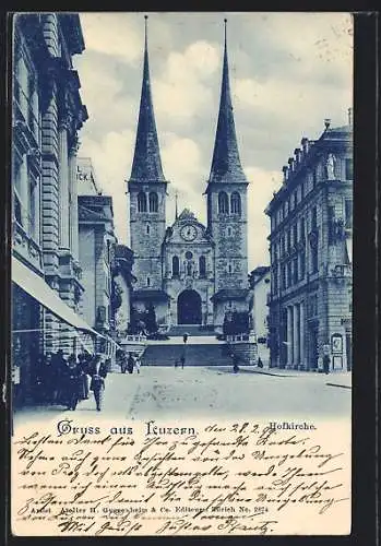 AK Luzern, Blick auf die Hofkirche