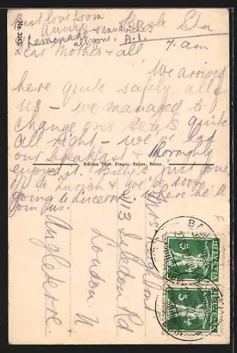 AK Basel, Stiege zur mittleren Rheinbrücke und das Münster