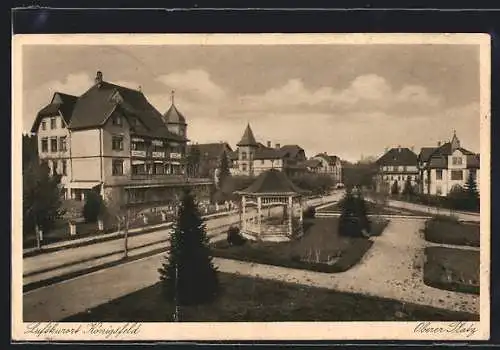 AK Königsfeld / Schwarzwald, Oberer Platz mit Schwarzwald-Hotel und Pavillon