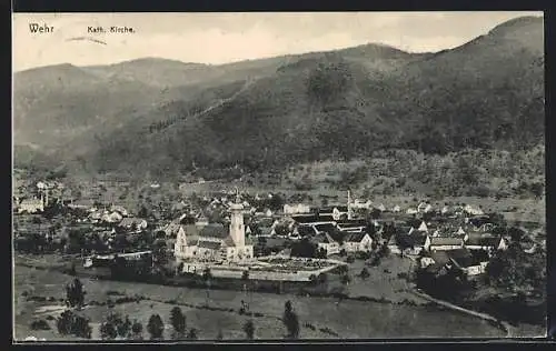 AK Wehr / Baden, Ortsansicht mit Kath. Kirche