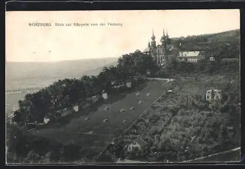 AK Würzburg, Blick zur Käppele von der Festung