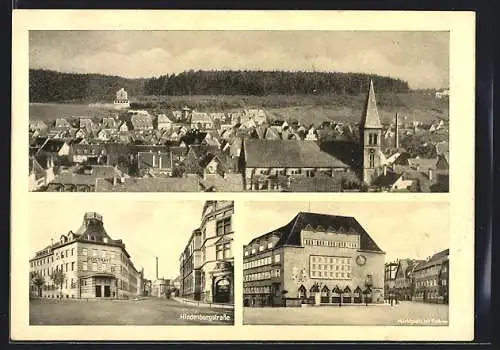 AK Schwenningen / Villingen, Panorama, Marktplatz mit Rathaus, Hindenburgstrasse