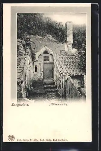 AK Langenstein / Harz, Eingang zur Höhlenwohnung