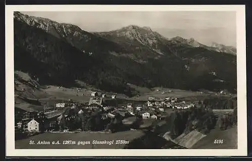 AK St. Anton a. A., Ortsansicht gegen Stanskogl