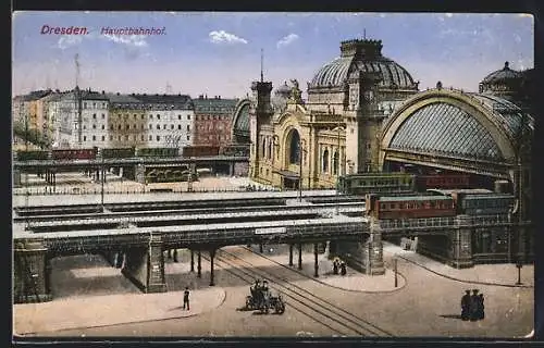 AK Dresden, Ansicht des Hauptbahnhofs