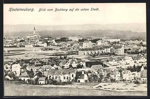 AK Klosterneuburg, Blick vom Buchberg auf die untere Stadt