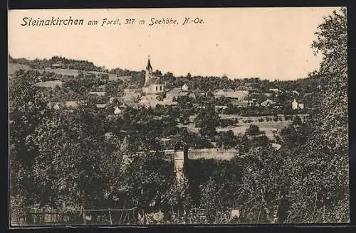 AK Steinakirchen am Forst, Ortsansicht mit zentraler Kirche