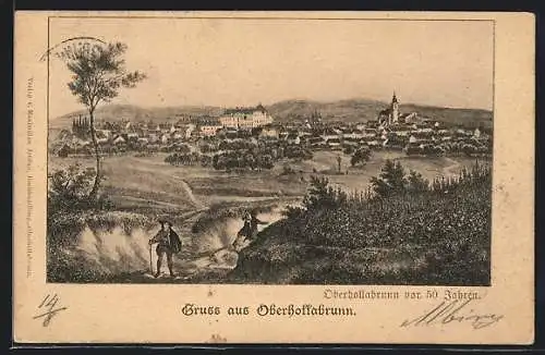 AK Oberhollabrunn, Ortsansicht im Jahre 1848