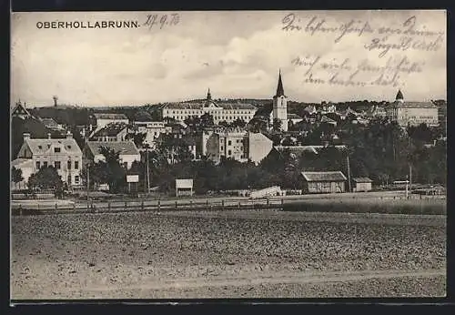 AK Oberhollabrunn, Ortsansicht vom Feld aus