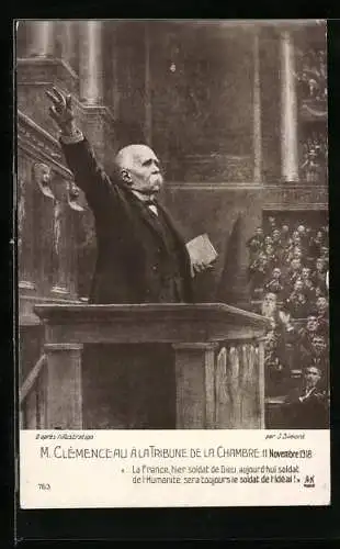 AK M. Clemenceau a la Tribune de la Chambre 1918