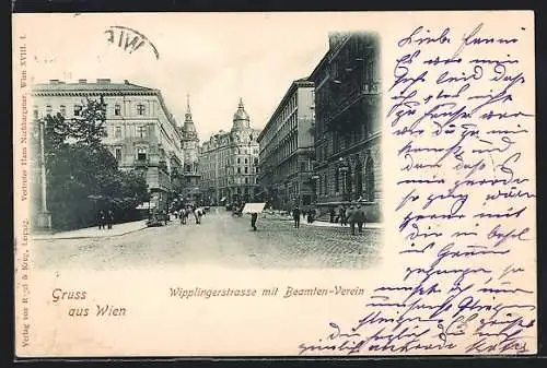 AK Wien, Wipplingerstrasse mit Beamten-Verein